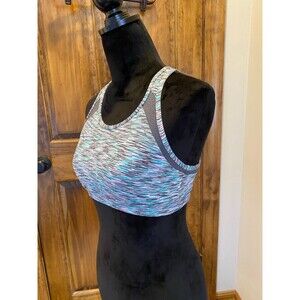 Tek Gear Sports Bra Multicolored Medium Support Wireless Yoga Pilates w/Hooks!